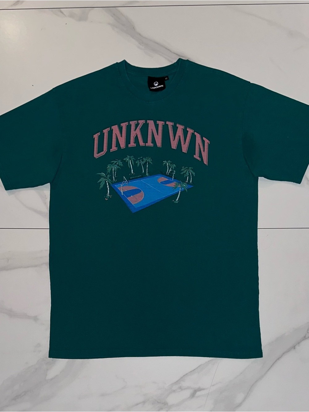 UNKNWN Oversized Basketball Graphic T-Shirt Green Size Medium